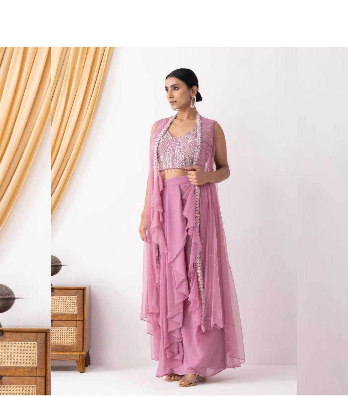 Georgette Indo-Western Bell Sleeve Kurti - MYLUXURY LANE ENTERPRISE